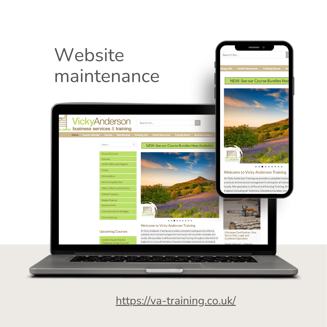 Vicky Anderson Training Website Maintenance